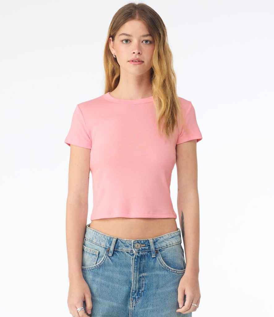 Bella Ladies Micro Rib Baby T-Shirt | Solid Pink Blend