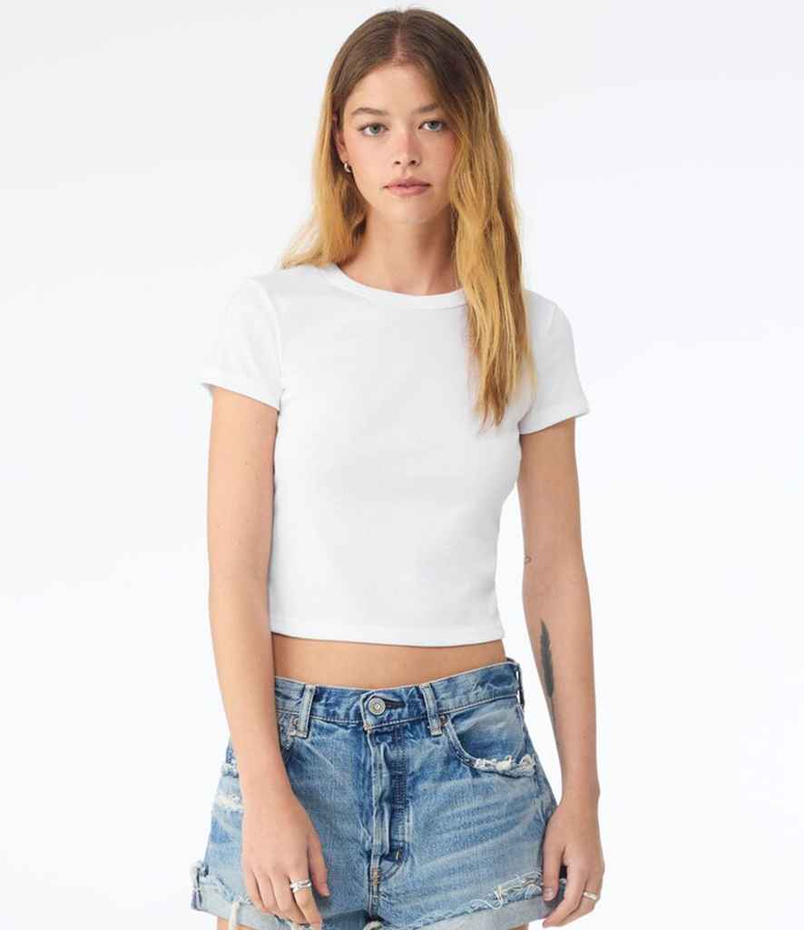 Bella Ladies Micro Rib Baby T-Shirt | Solid White Blend