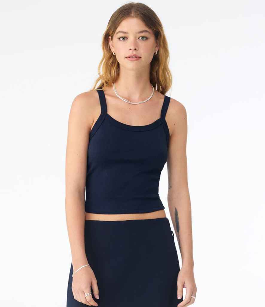 Bella Ladies Micro Rib Spaghetti Strap Tank Top | Solid Navy Blend