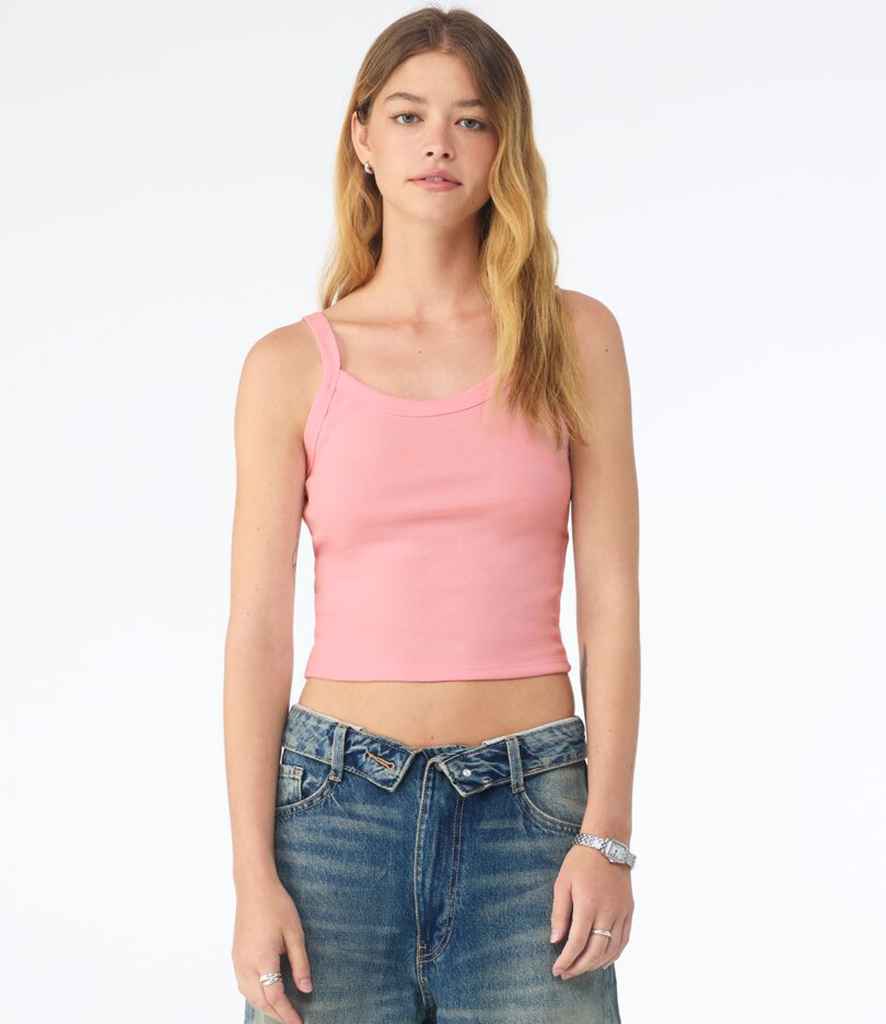 Bella Ladies Micro Rib Spaghetti Strap Tank Top | Solid Pink Blend
