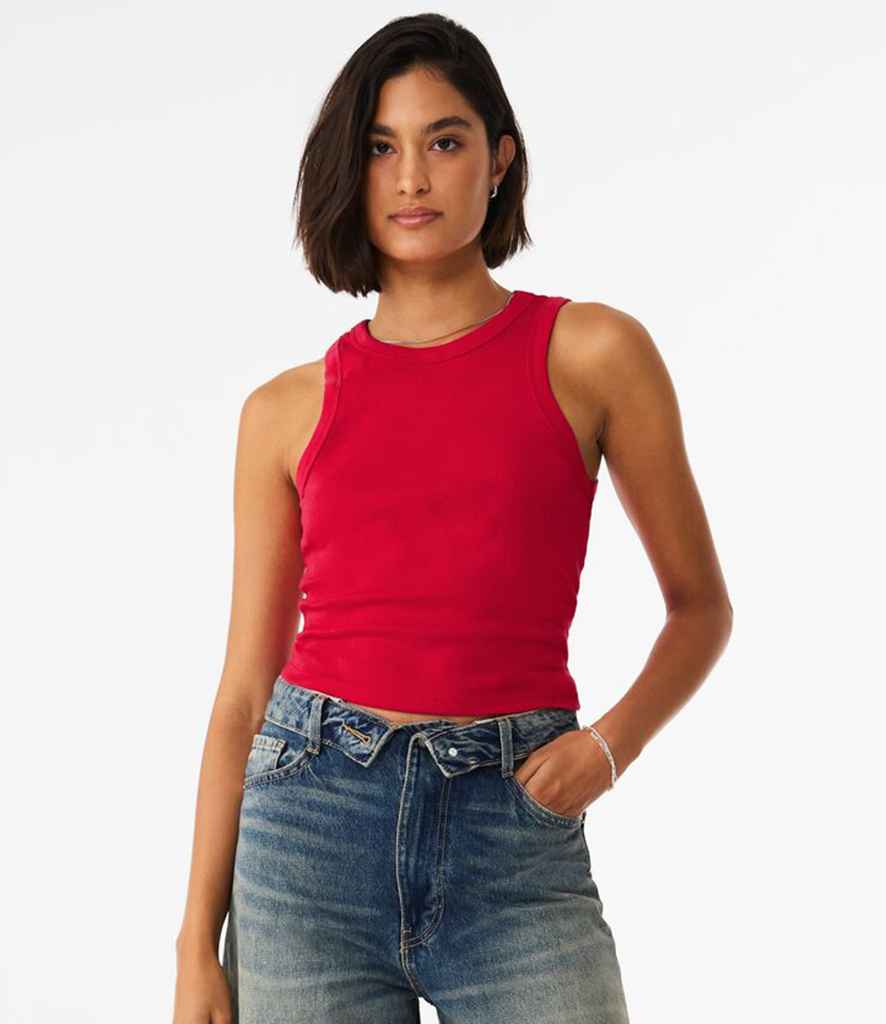 Bella Ladies Micro Rib Racer Tank Top | Solid Red Blend