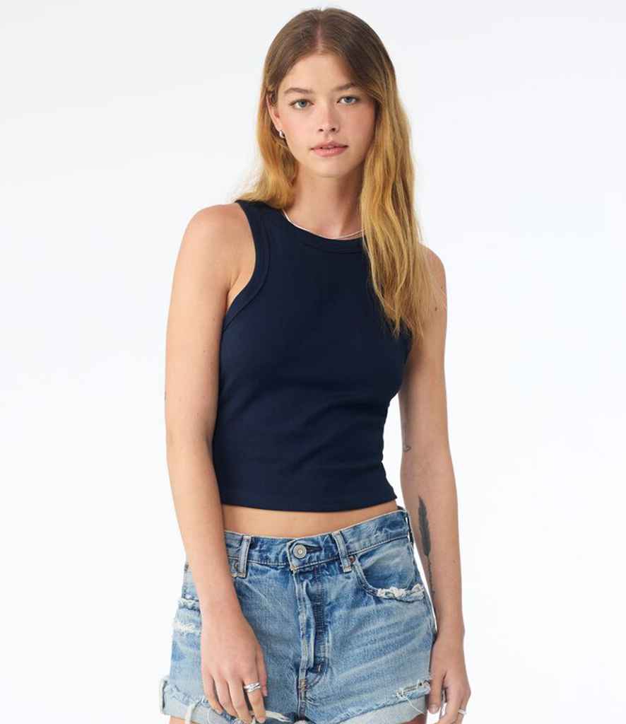 Bella Ladies Micro Rib Racer Tank Top | Solid Navy Blend