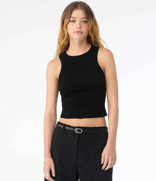 Bella Ladies Micro Rib Racer Tank Top | Solid Black Blend
