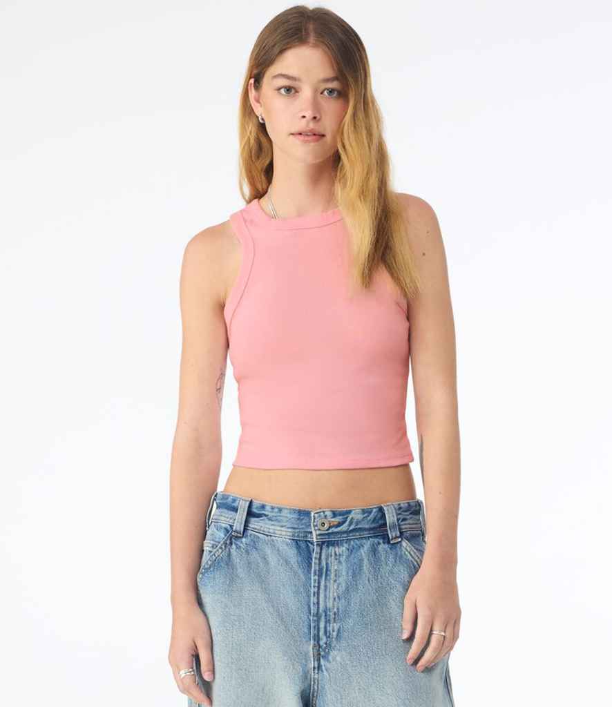 Bella Ladies Micro Rib Racer Tank Top | Solid Pink Blend