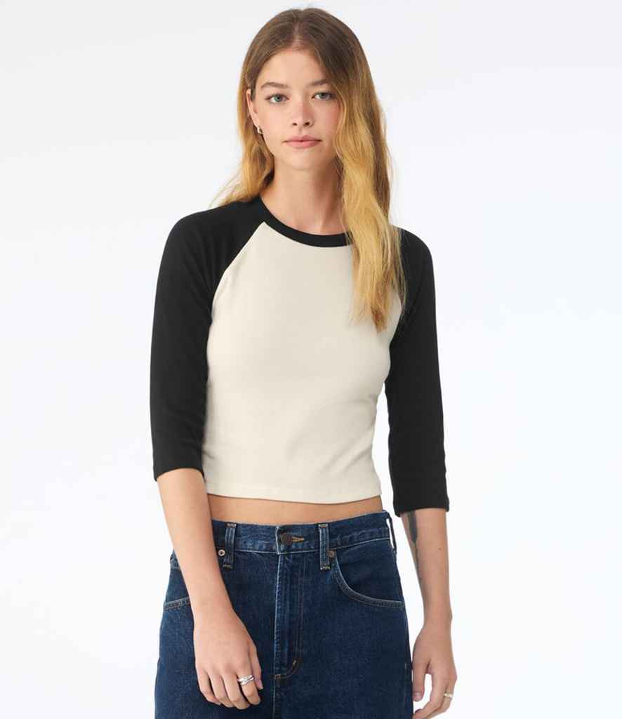 Bella Ladies Micro Rib 3/4 Raglan Baby T-Shirt | Natural/Black
