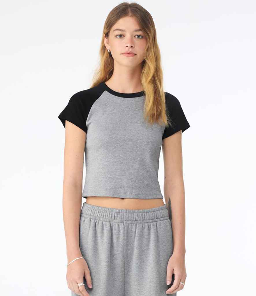 Bella Ladies Micro Rib Raglan Baby T-Shirt | Athletic Heather/Black