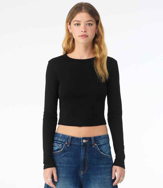 Bella Micro Rib Long Sleeve Baby T-Shirt | Solid Black Blend