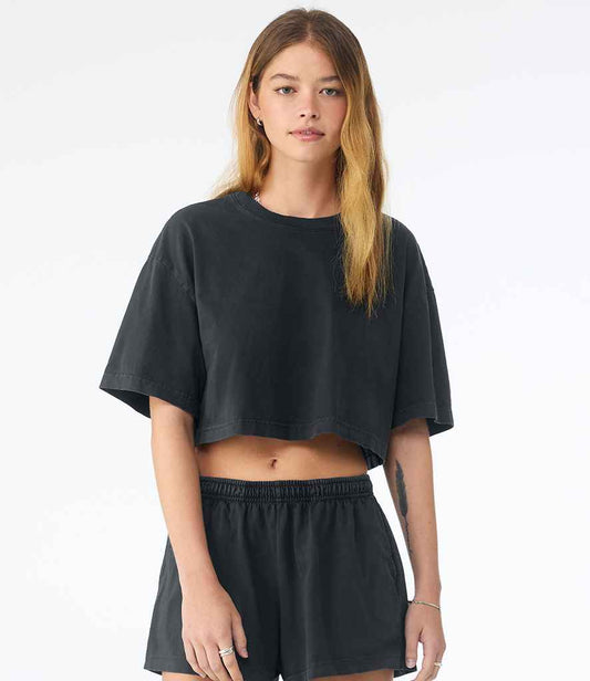 Bella Ladies Heavyweight Washed Cropped T-Shirt | Washed Black