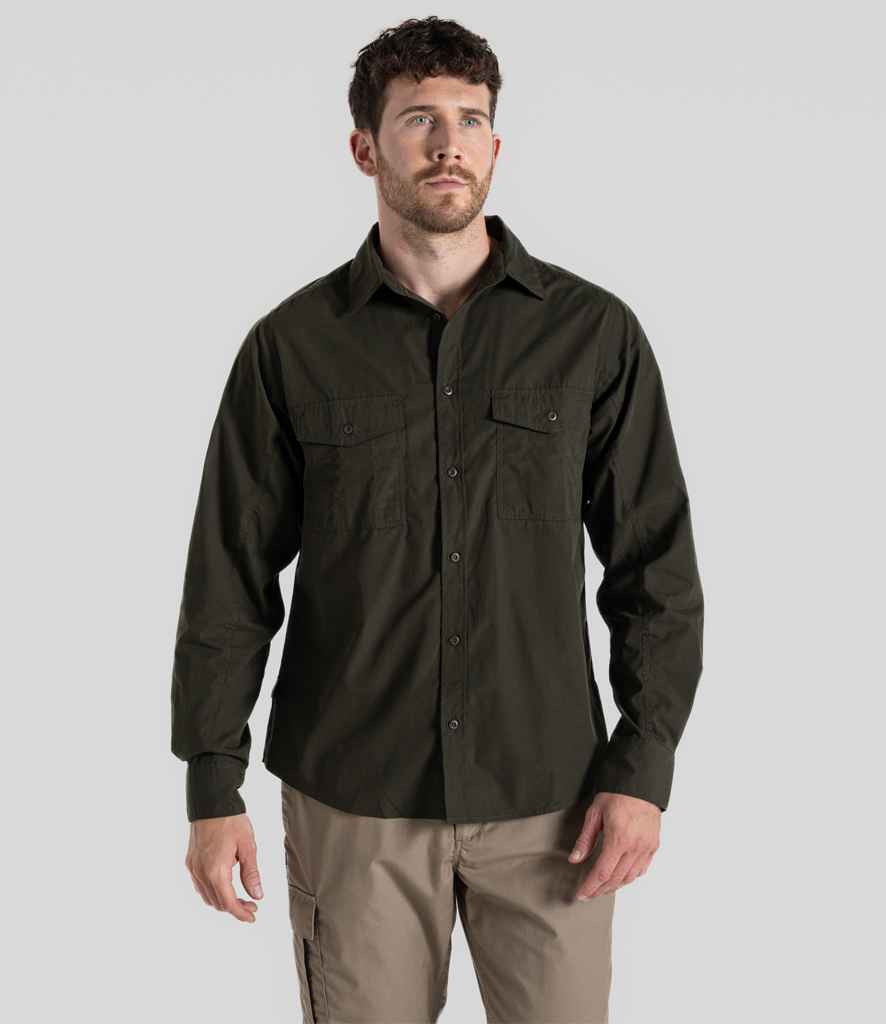 Craghoppers Expert Kiwi Long Sleeve Shirt | Dark Cedar Green
