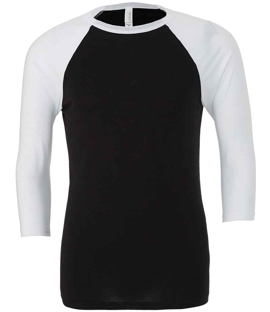 Canvas Unisex 3/4 Sleeve Baseball T-Shirt | Black/White