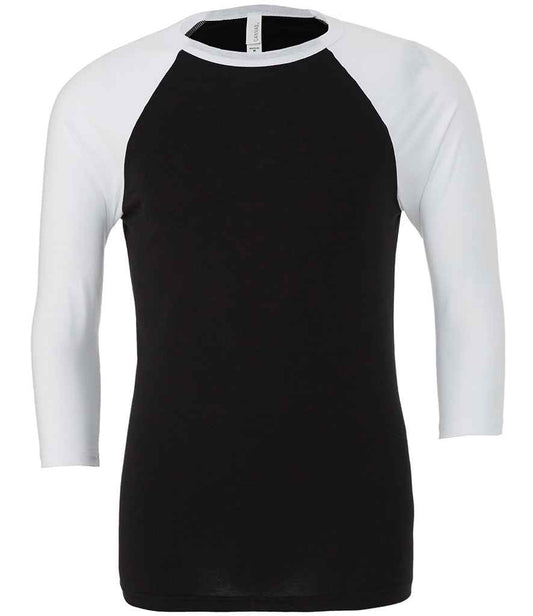 Canvas Unisex 3/4 Sleeve Baseball T-Shirt | Black/White