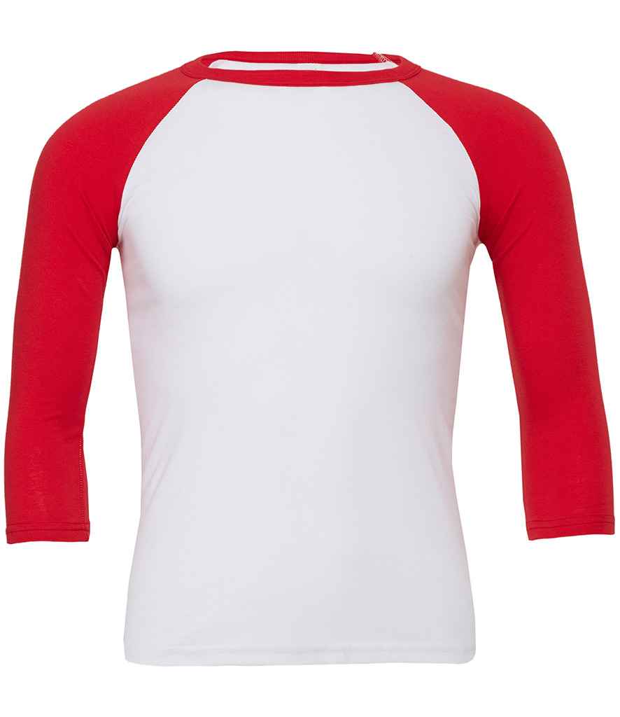 Canvas Unisex 3/4 Sleeve Baseball T-Shirt | White/Red