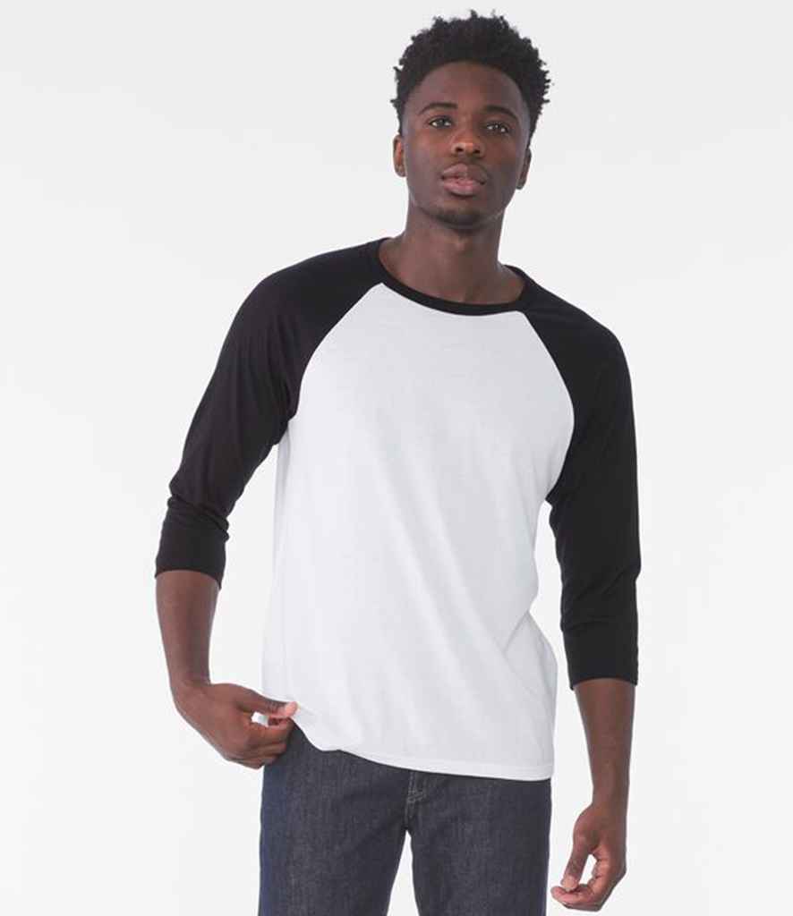 Canvas Unisex 3/4 Sleeve Baseball T-Shirt | White/Black