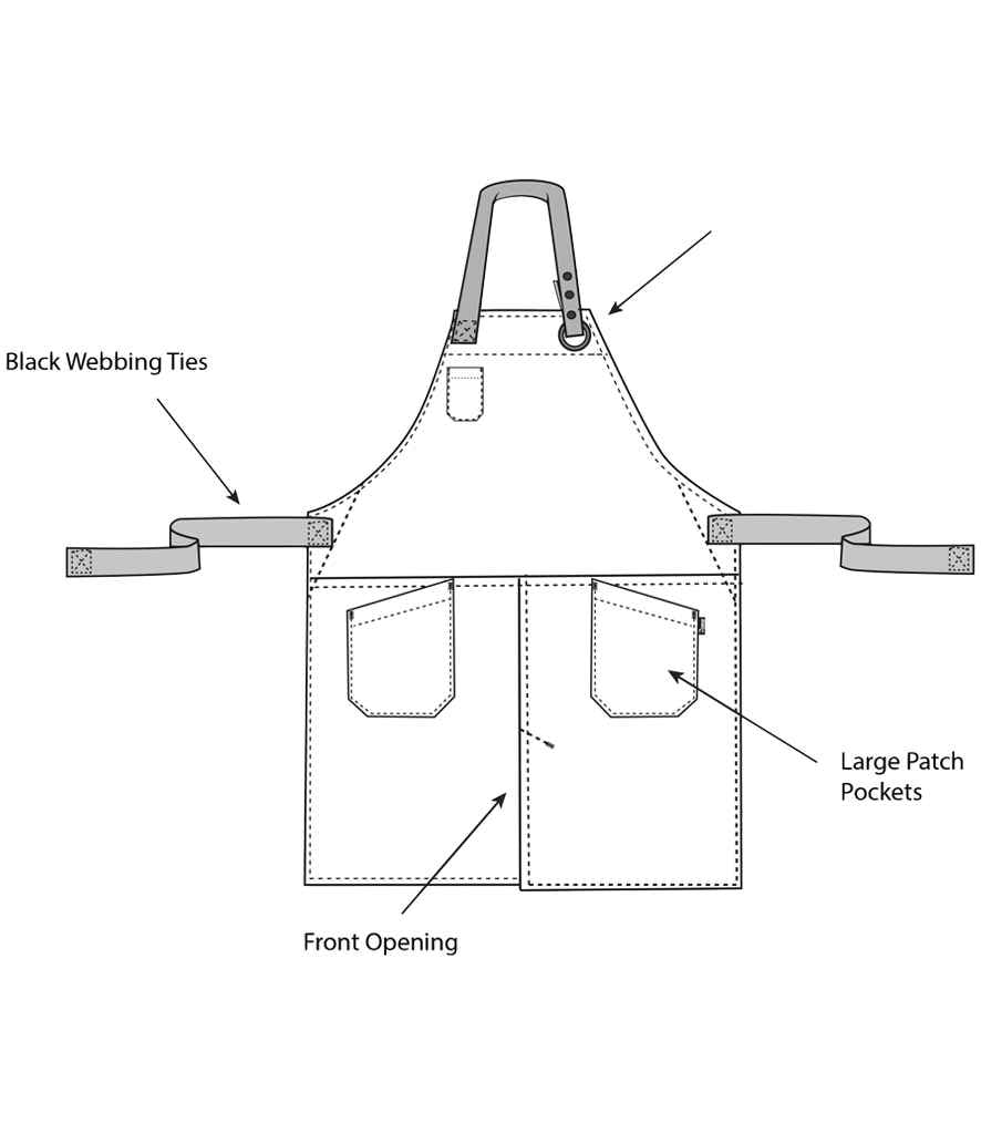 Dennys Canvas Apron with Front Split | Black