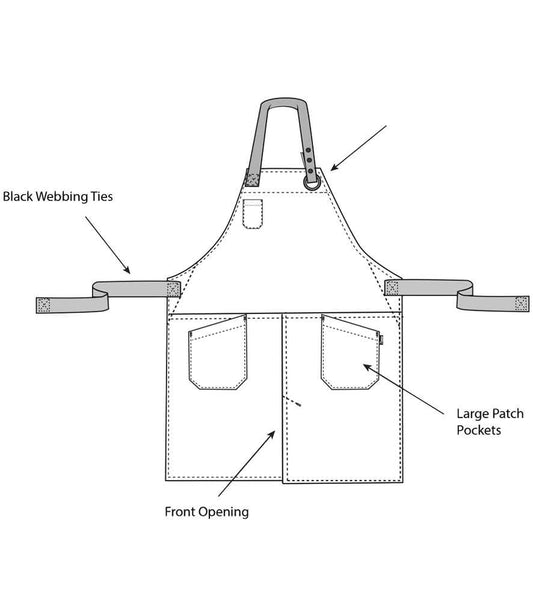 Dennys Canvas Apron with Front Split | Black
