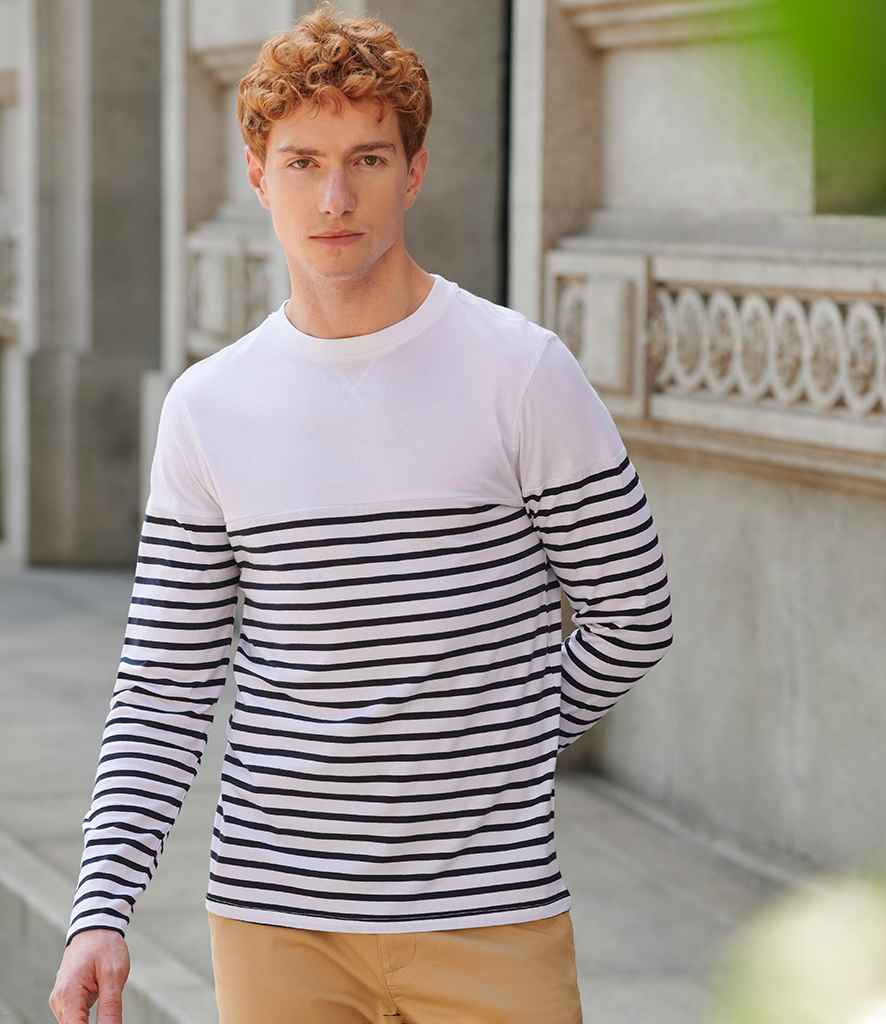 Front Row Unisex Long Sleeve Breton Striped T-Shirt | White/Navy