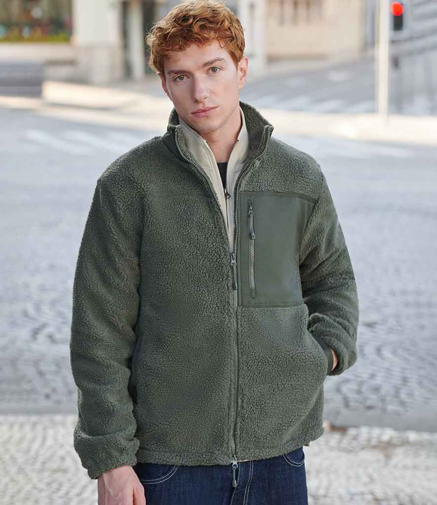 Front Row Recycled Sherpa Fleece Jacket | Dark Olive