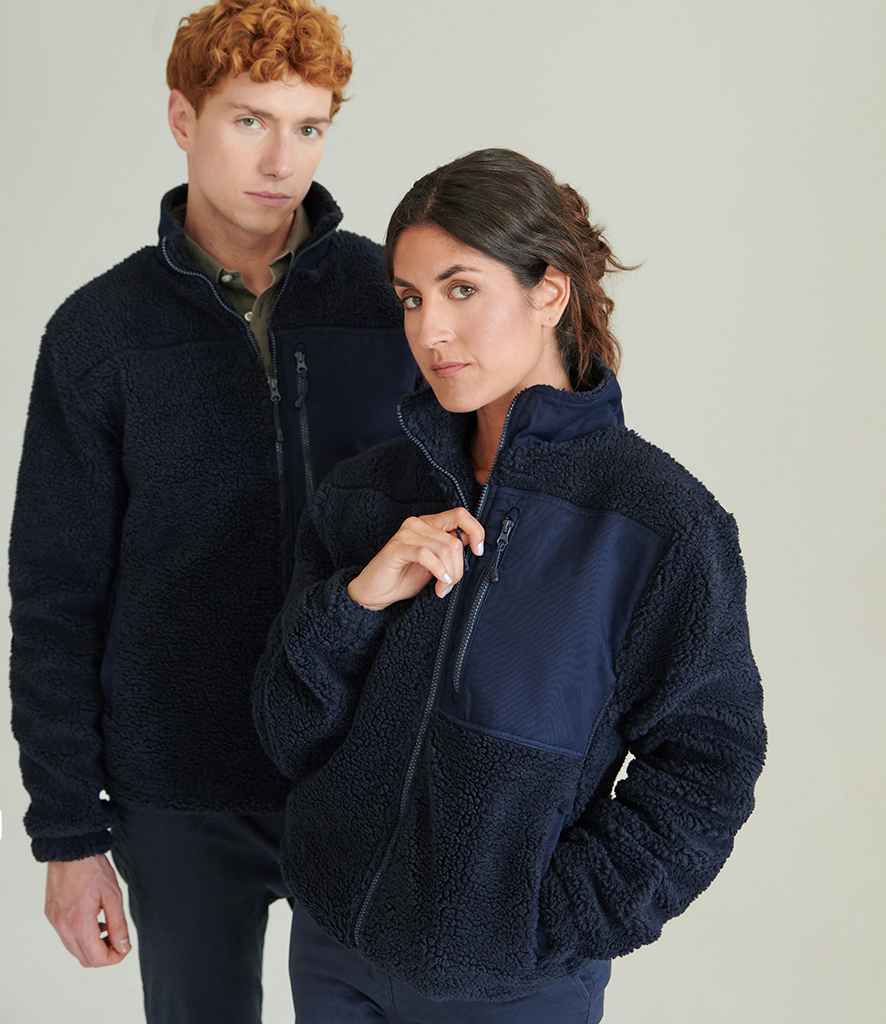 Front Row Recycled Sherpa Fleece Jacket | Navy