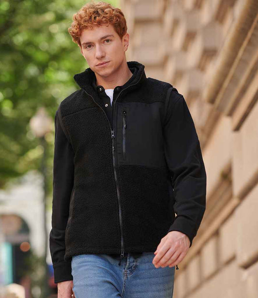 Front Row Recycled Sherpa Gilet | Black