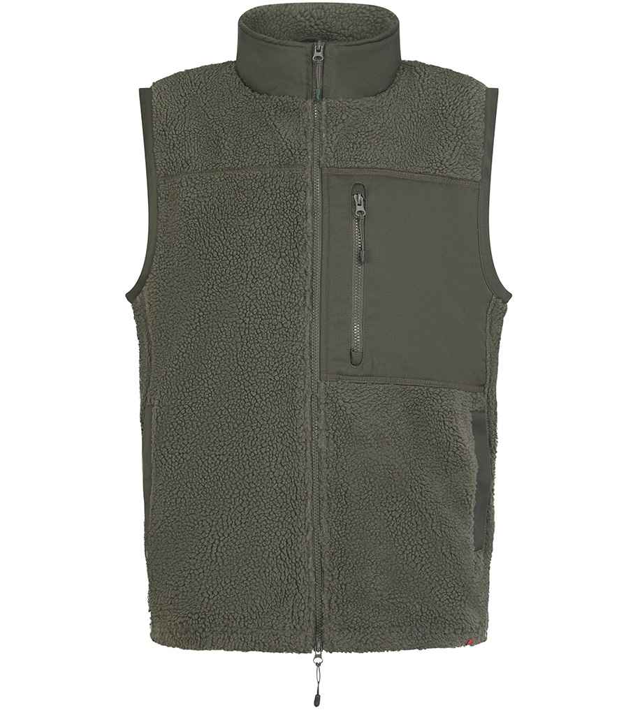 Front Row Recycled Sherpa Gilet | Dark Olive