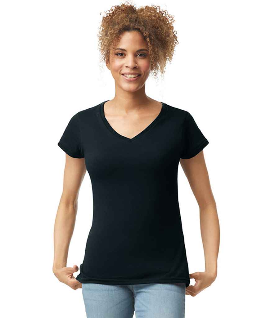 Gildan Ladies SoftStyle® V Neck T-Shirt | Black