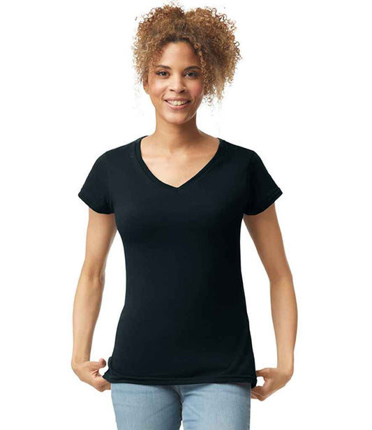 Gildan Ladies SoftStyle® V Neck T-Shirt | Black