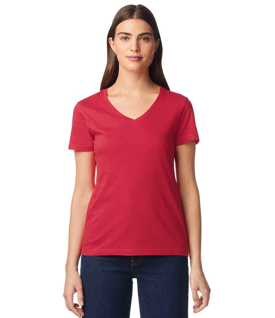 Gildan Ladies SoftStyle® V Neck T-Shirt | Cherry Red