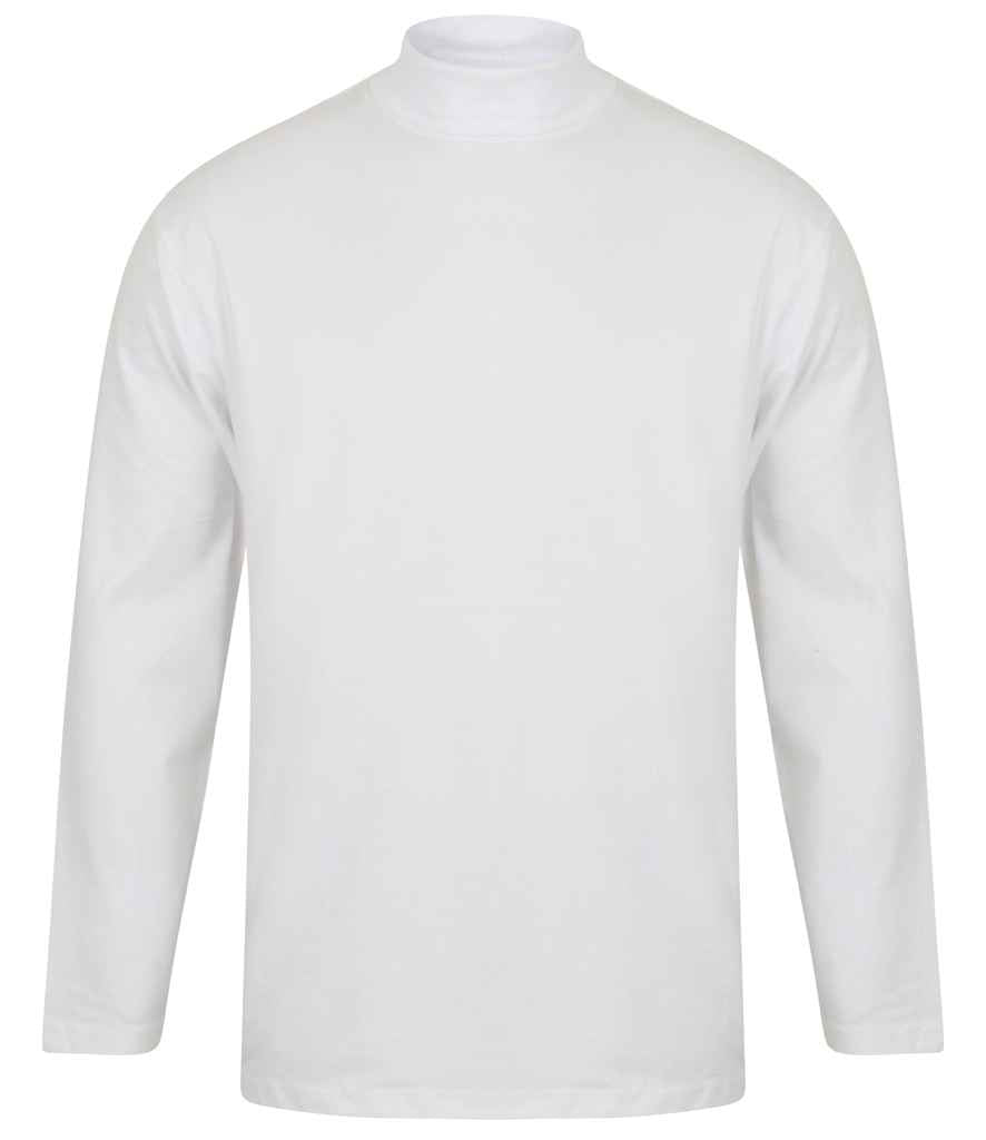 Henbury Long Sleeve Roll Neck Top | White