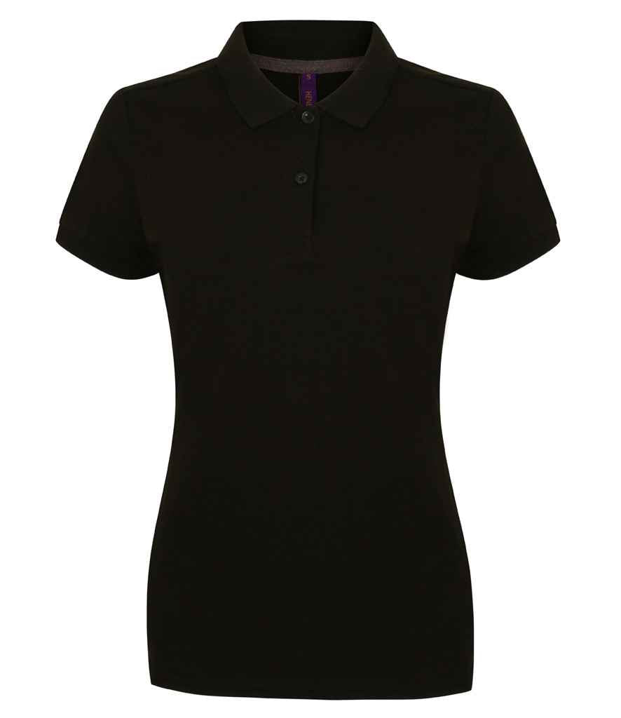 Henbury Ladies Modern Fit Cotton Piqué Polo Shirt | Black