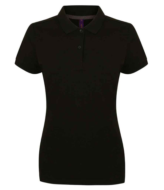 Henbury Ladies Modern Fit Cotton Piqué Polo Shirt | Black