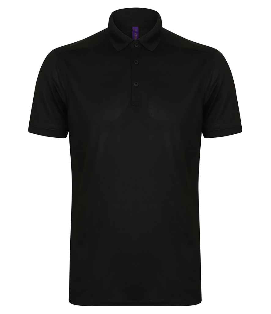 Henbury Slim Fit Stretch Microfine Piqué Polo Shirt | Black