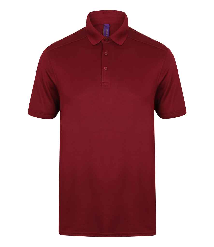 Henbury Slim Fit Stretch Microfine Piqué Polo Shirt | Burgundy