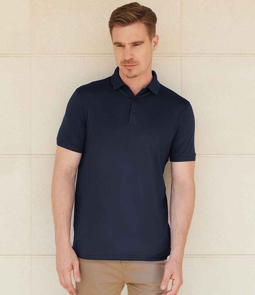 Henbury Slim Fit Stretch Microfine Piqué Polo Shirt | Navy