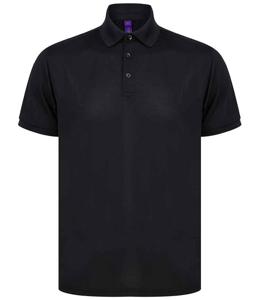 Henbury Recycled Polyester Piqué Polo Shirt | Black