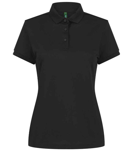 Henbury Ladies Recycled Polyester Polo Shirt | Black