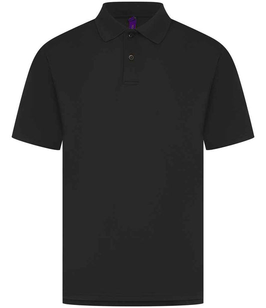 Henbury Coolplus® Wicking Piqué Polo Shirt | Black
