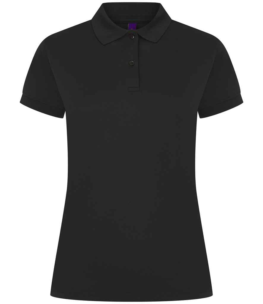 Henbury Ladies Coolplus® Wicking Piqué Polo Shirt | Black