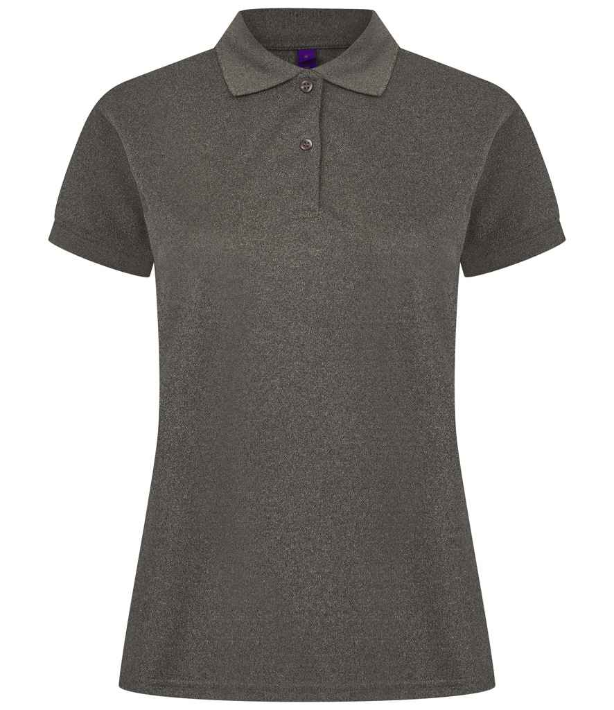 Henbury Ladies Coolplus® Wicking Piqué Polo Shirt | Heather Charcoal