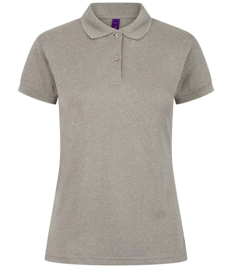 Henbury Ladies Coolplus® Wicking Piqué Polo Shirt | Heather Grey