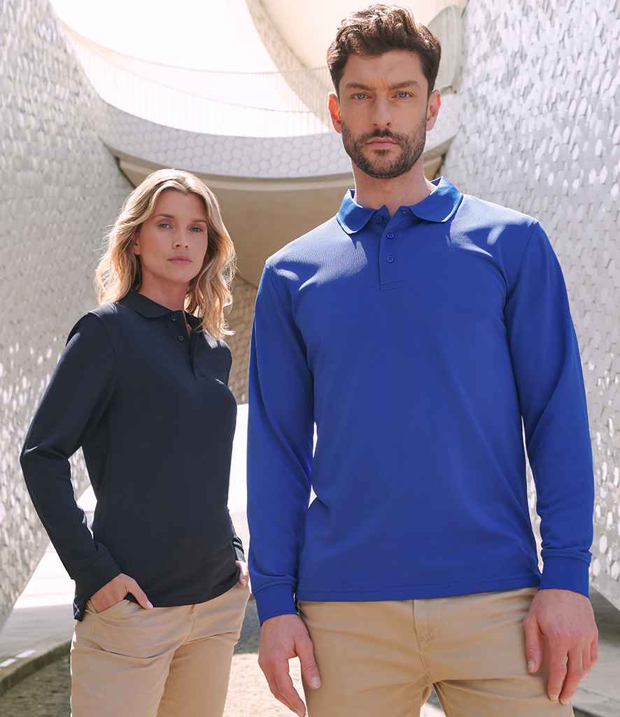 Henbury Unisex Long Sleeve Coolplus® Piqué Polo Shirt | Royal Blue