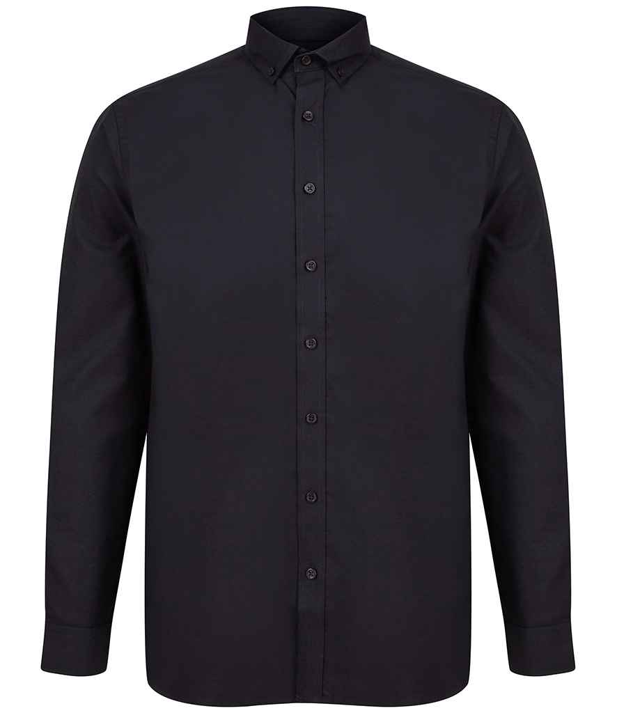 Henbury Modern Long Sleeve Classic Fit Oxford Shirt | Black