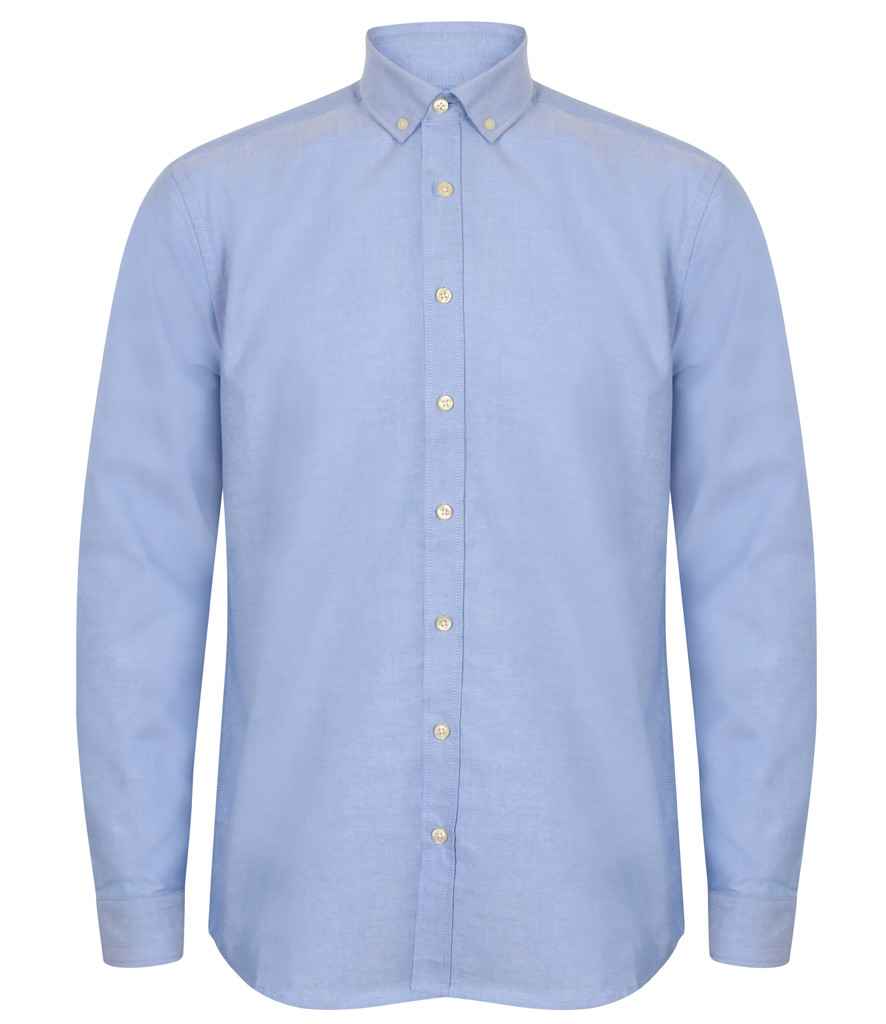 Henbury Modern Long Sleeve Classic Fit Oxford Shirt | Blue