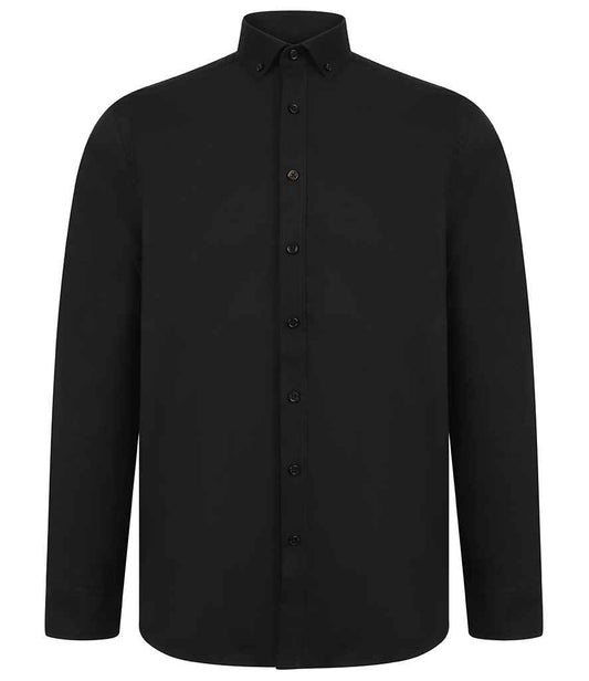 Henbury Modern Long Sleeve Regular Fit Oxford Shirt | Black