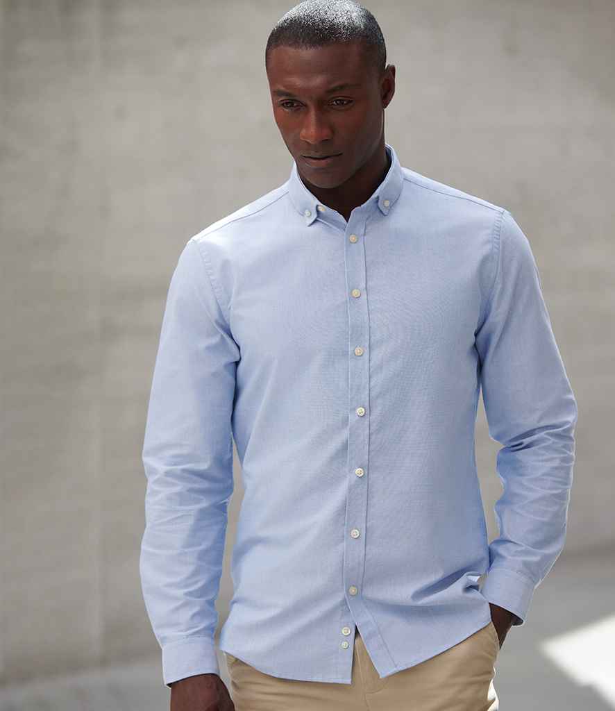 Henbury Modern Long Sleeve Regular Fit Oxford Shirt | Blue