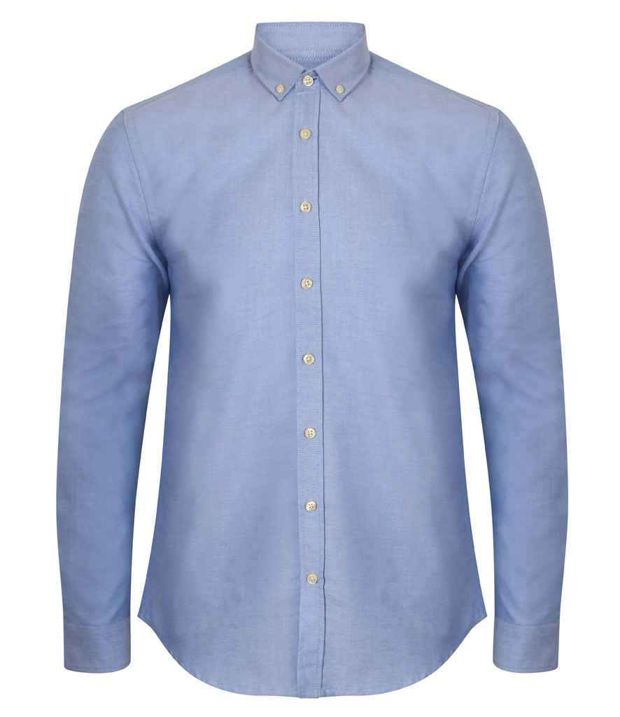 Henbury Modern Long Sleeve Slim Fit Oxford Shirt | Blue