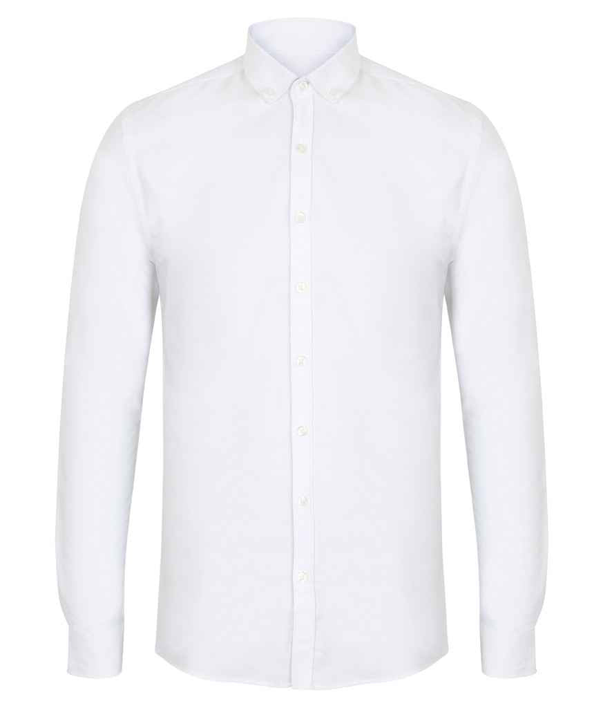 Henbury Modern Long Sleeve Slim Fit Oxford Shirt | White