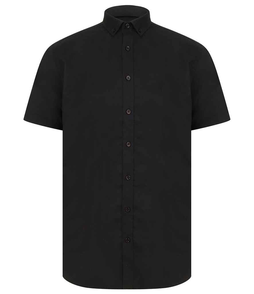 Henbury Modern Short Sleeve Regular Fit Oxford Shirt | Black