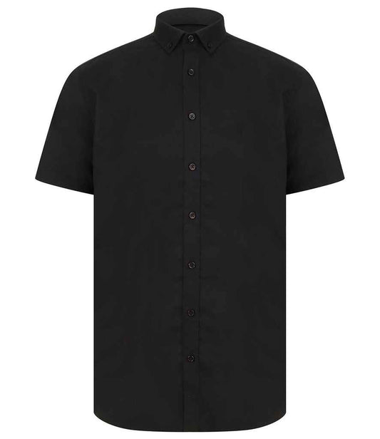 Henbury Modern Short Sleeve Regular Fit Oxford Shirt | Black