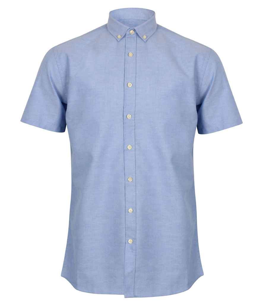 Henbury Modern Short Sleeve Regular Fit Oxford Shirt | Blue