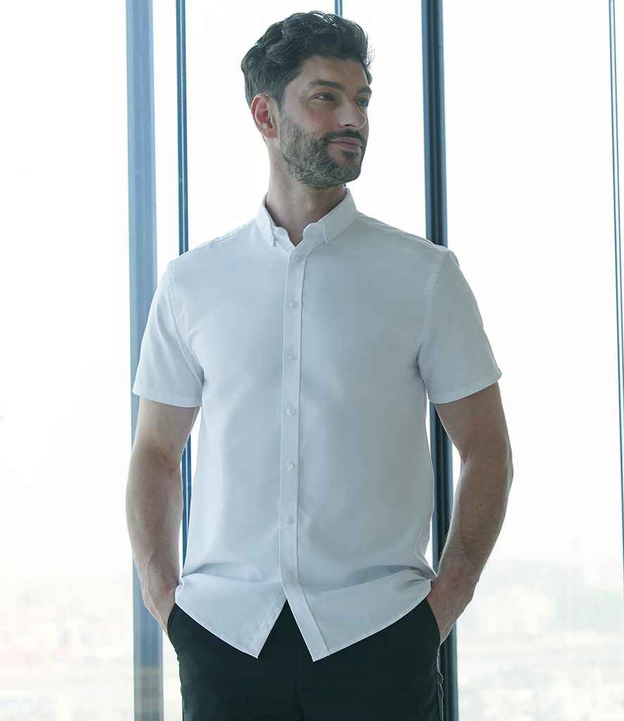 Henbury Modern Short Sleeve Regular Fit Oxford Shirt | White